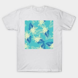 Tommy Vercetti Hawaiian Blue Floral Fern Design T-Shirt